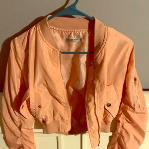 Light pink crop bomber Jacket